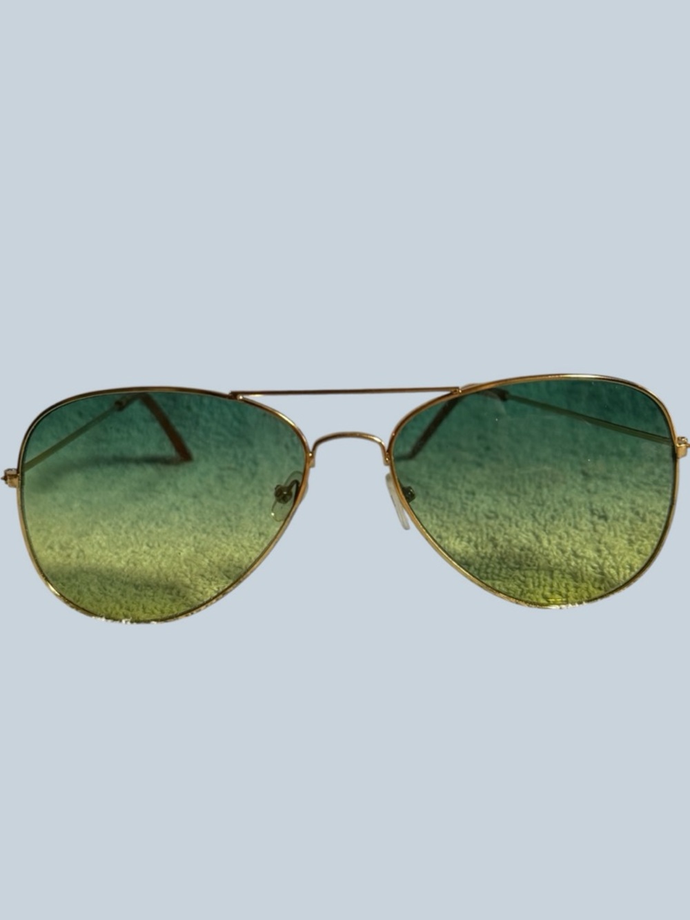 Gold Frame Aviator Sunglasses with Green Gradient Lenses